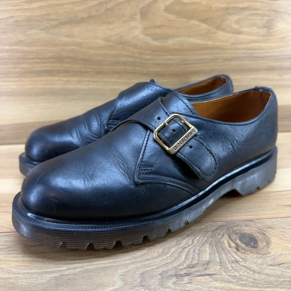 Dr Martens Vintage Y2K Monk Strap Oxfords Womens 8 UK 6 Black Lug Chunky ENGLAND